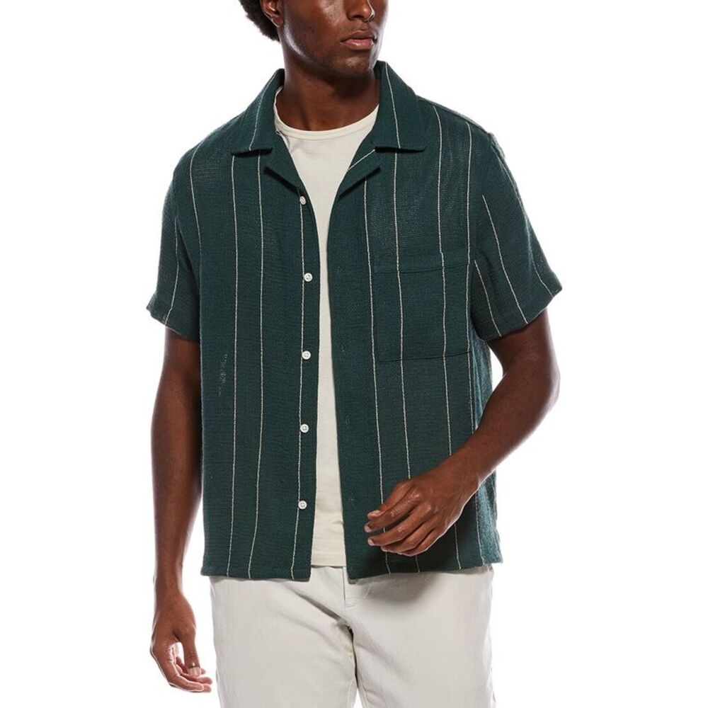 Slate & Stone Mens  Camp Collar Shirt, Green